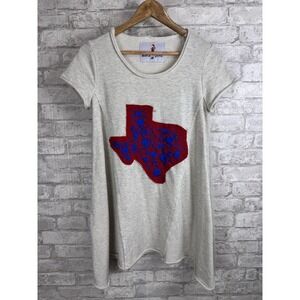 BOHO JANE French Terry Knit Top Embroidered‎ Texas Flowy Hem Trapeze Size Small
